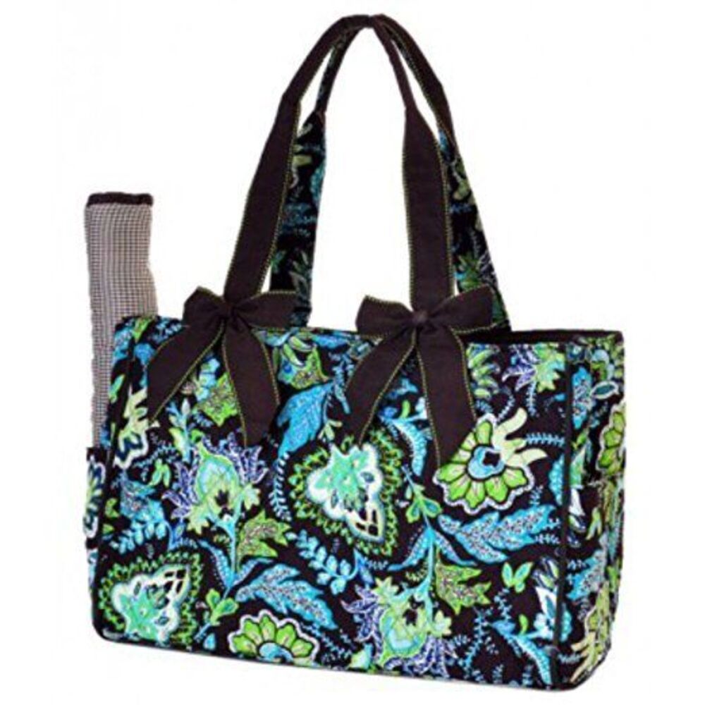 BELVAH DIAPER BAG Paisley Brown Lime W Changing Pad Toddler Baby Bag Retired NWT